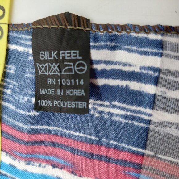 Blue Red Striped Geometric Multi-colored Scarf Rectangle 13"x60" - Picture 4 of 6